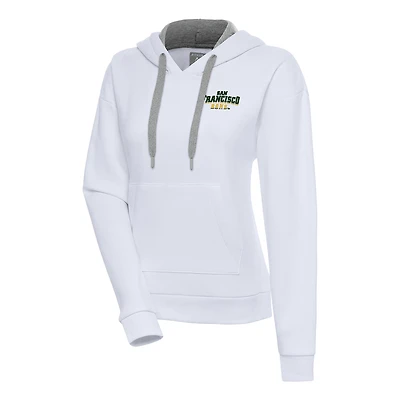 Women's Antigua White San Francisco Dons Victory Pullover Hoodie