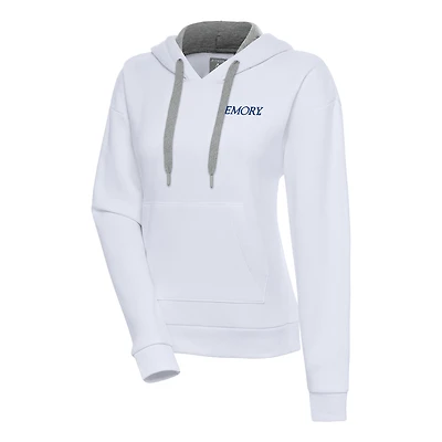 Women's Antigua White Emory Eagles Victory Pullover Hoodie