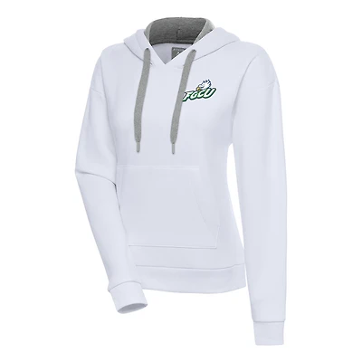 Women's Antigua White Florida Gulf Coast Eagles Victory Pullover Hoodie