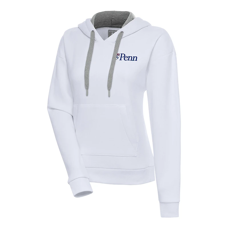 Women's Antigua White Pennsylvania Quakers Victory Pullover Hoodie