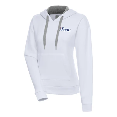 Women's Antigua White Pennsylvania Quakers Victory Pullover Hoodie
