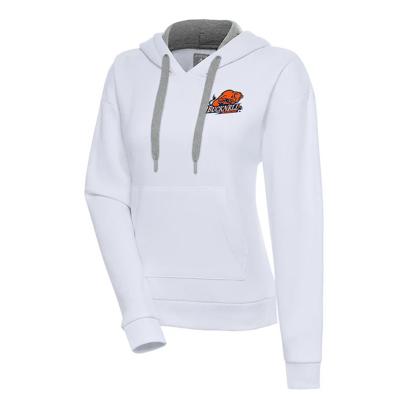 Women's Antigua White Bucknell Bison Victory Pullover Hoodie