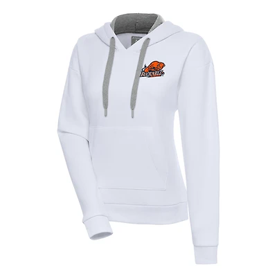 Women's Antigua White Bucknell Bison Victory Pullover Hoodie