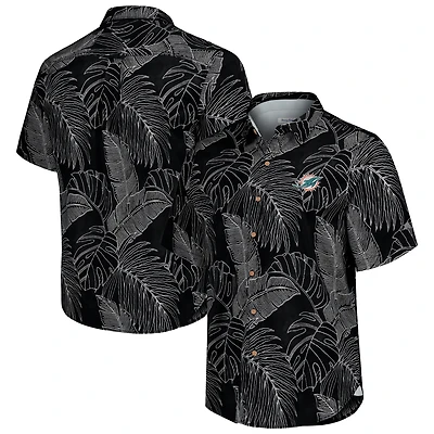 Men's Tommy Bahama Black Miami Dolphins Sport Vine Line Button-Down Shirt