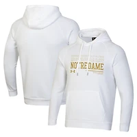 Men's Under Armour White Notre Dame Fighting Irish 2024 Sideline Wordmark Rival Pullover Hoodie