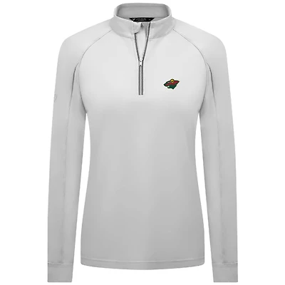Women's Levelwear White Minnesota Wild Kinetic Insignia Core Quarter-Zip Pullover Top