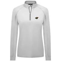 Women's Levelwear White Minnesota Wild Kinetic Insignia Core Quarter-Zip Pullover Top