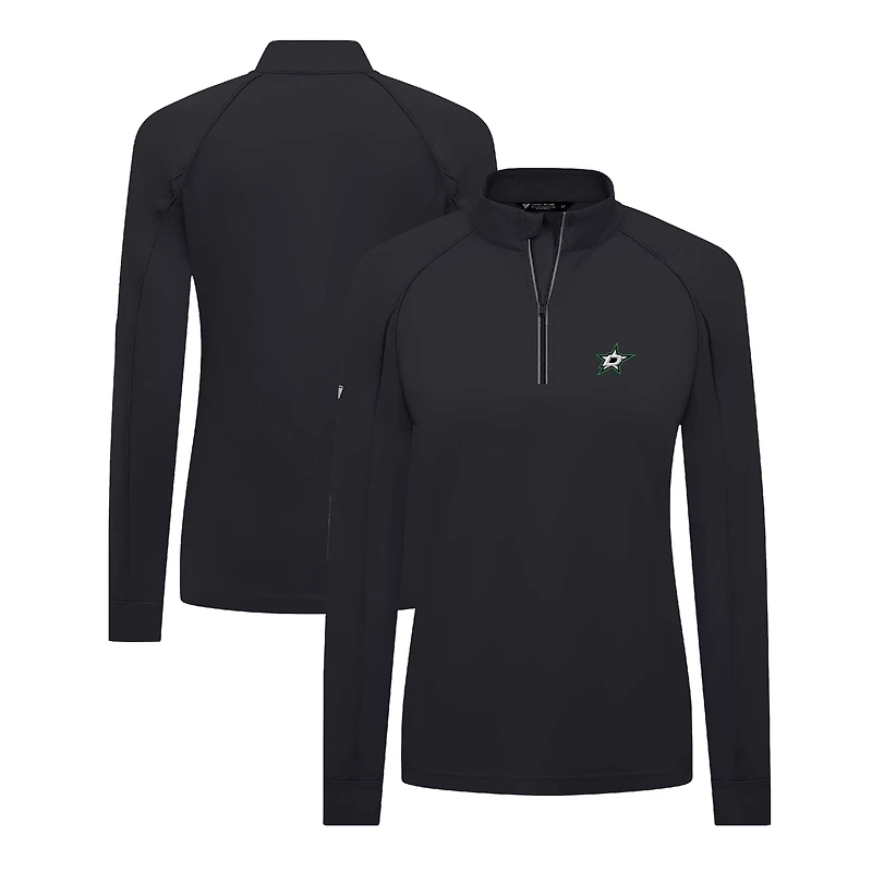 Women's Levelwear Black Dallas Stars Kinetic Insignia Core Quarter-Zip Pullover Top