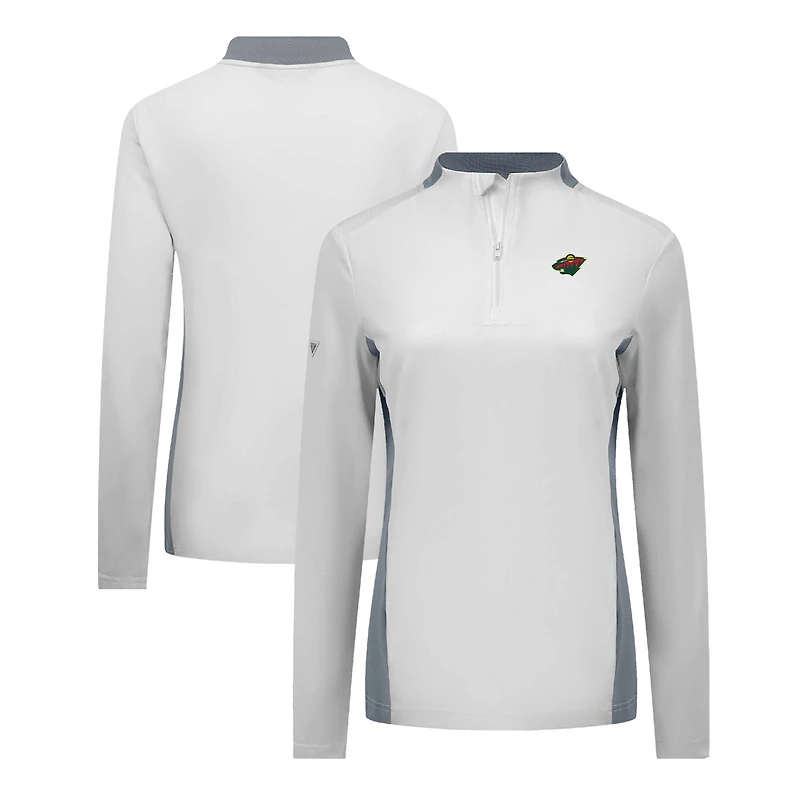 Women's Levelwear White Minnesota Wild Moxie Insignia Core Quarter-Zip Pullover Top