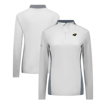 Women's Levelwear White Minnesota Wild Moxie Insignia Core Quarter-Zip Pullover Top