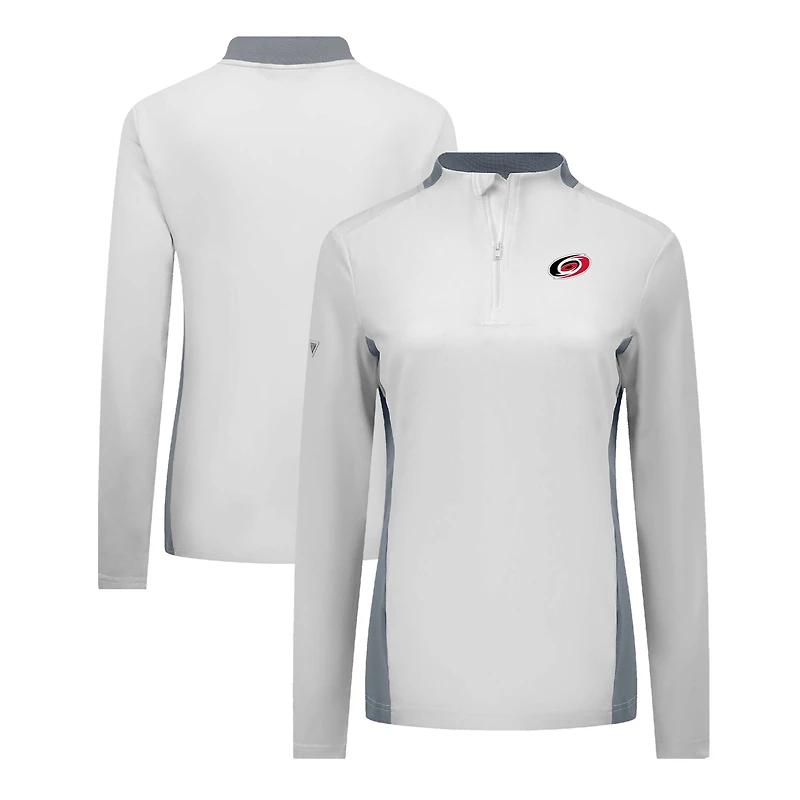 Women's Levelwear White Carolina Hurricanes Moxie Insignia Core Quarter-Zip Pullover Top