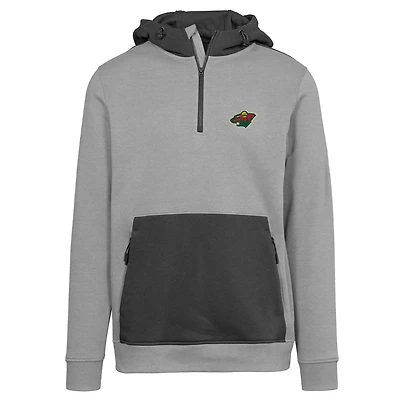 Men's Levelwear Heather Gray Minnesota Wild Chicane Insignia Core Half-Zip Pullover Hoodie