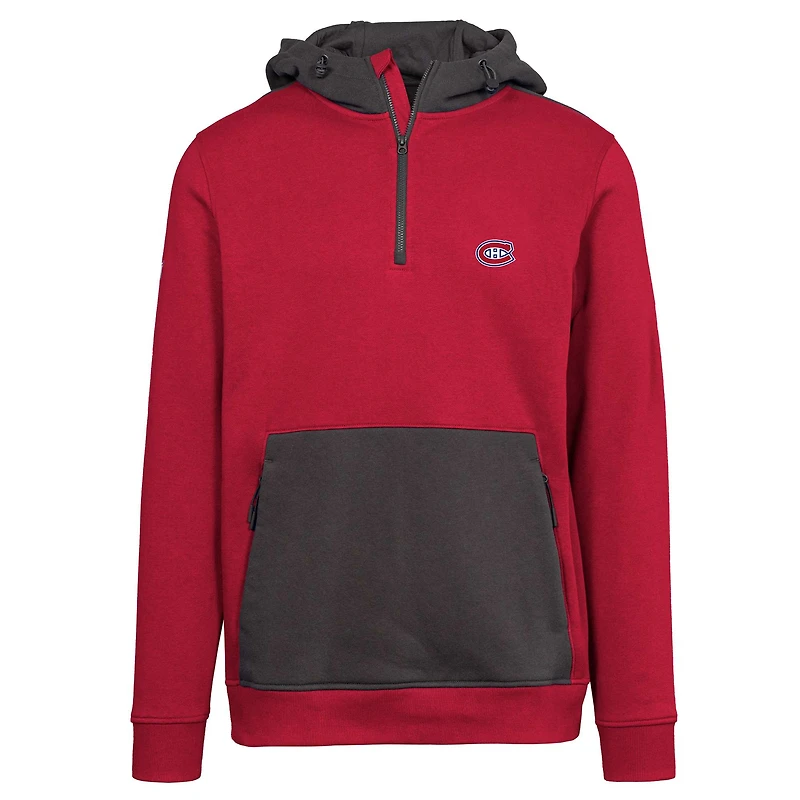 Men's Levelwear Red Montreal Canadiens Chicane Insignia Core Half-Zip Pullover Hoodie