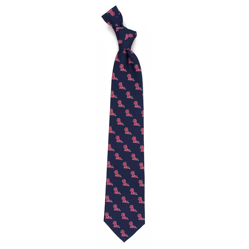 Men's Navy Ole Miss Rebels Echo Woven Silk Tie