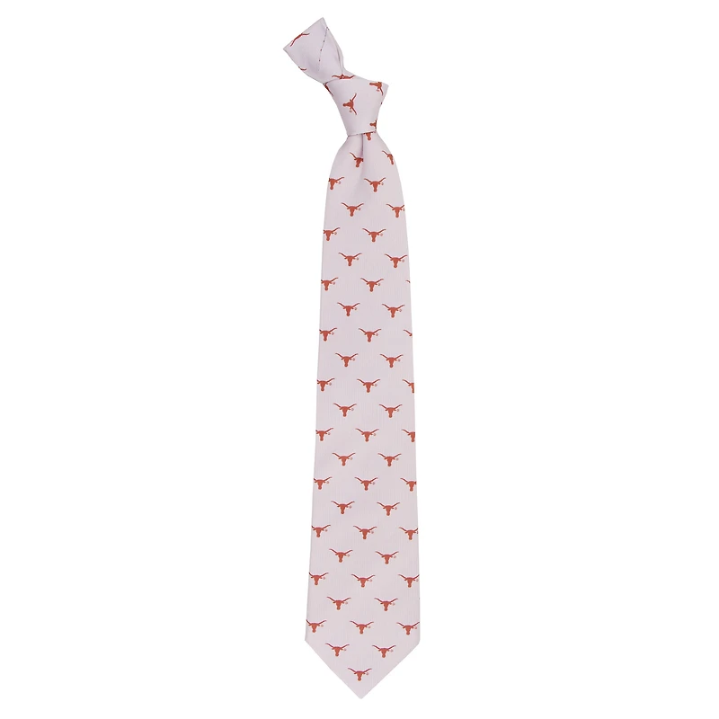 Men's White Texas Longhorns Echo Woven Silk Tie