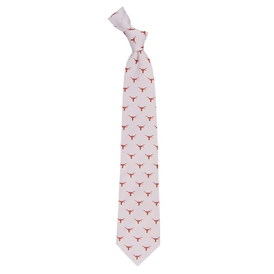 Men's White Texas Longhorns Echo Woven Silk Tie