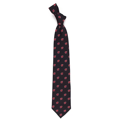 Men's Black Wisconsin Badgers Echo Woven Silk Tie