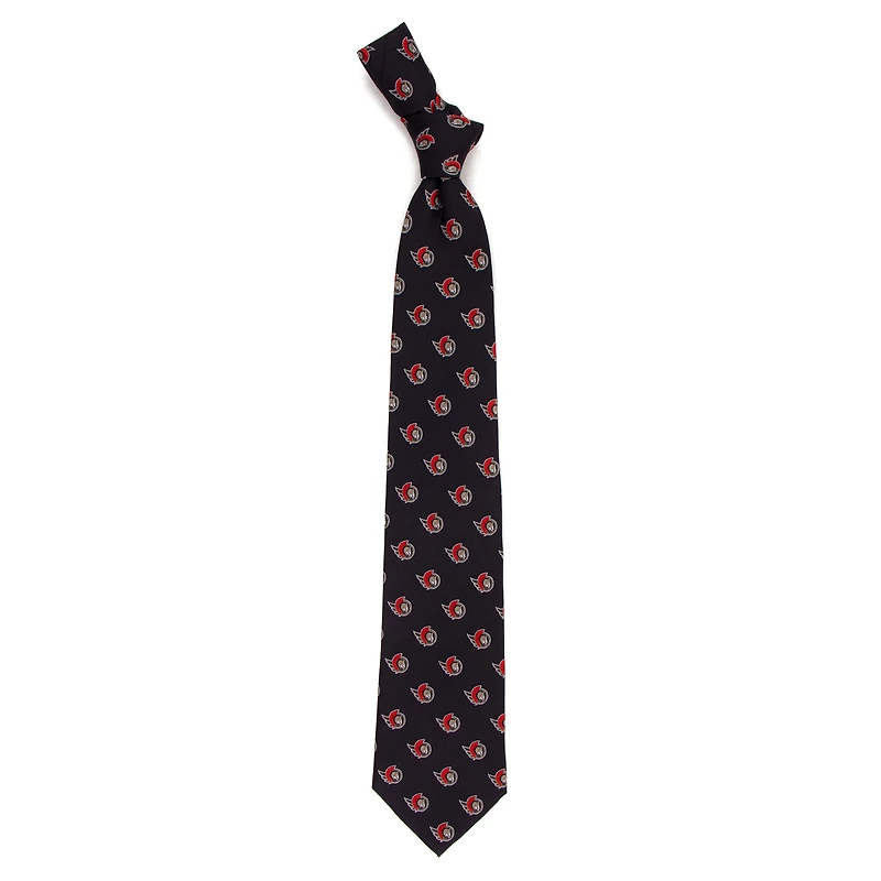 Men's Black Ottawa Senators Echo Woven Silk Tie