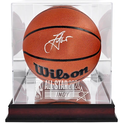 Nikola Jokic Denver Nuggets Autographed Wilson Authentic Series Indoor/Outdoor Basketball with Mahogany 2024 NBA All-Star Game Logo Display Case