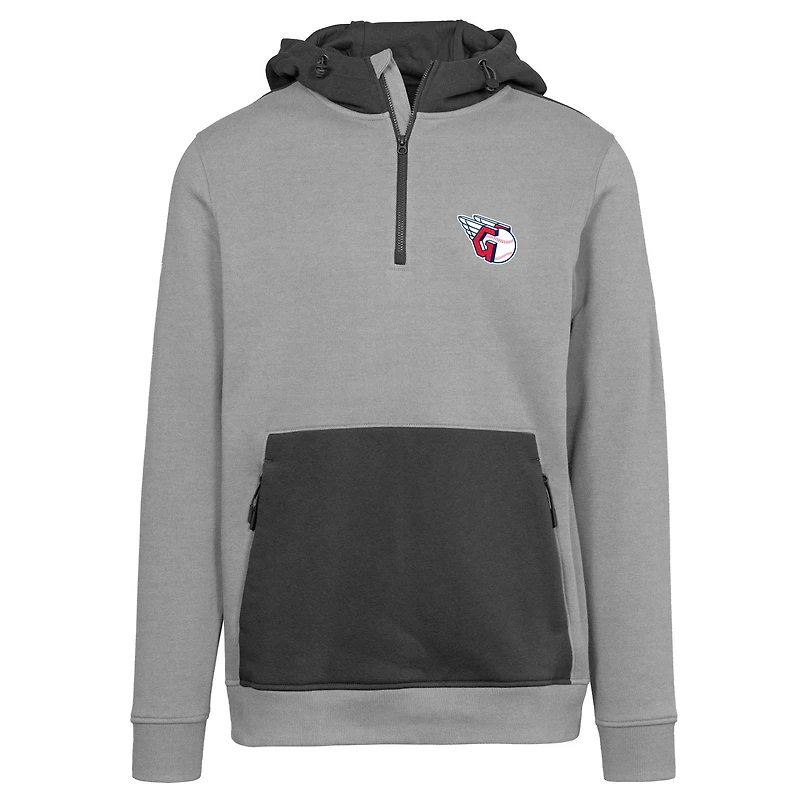 Men's Levelwear Gray Cleveland Guardians Chicane Insignia Quarter-Zip Hoodie