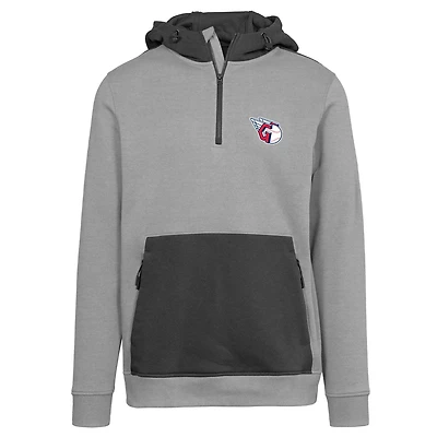 Men's Levelwear Gray Cleveland Guardians Chicane Insignia Quarter-Zip Hoodie