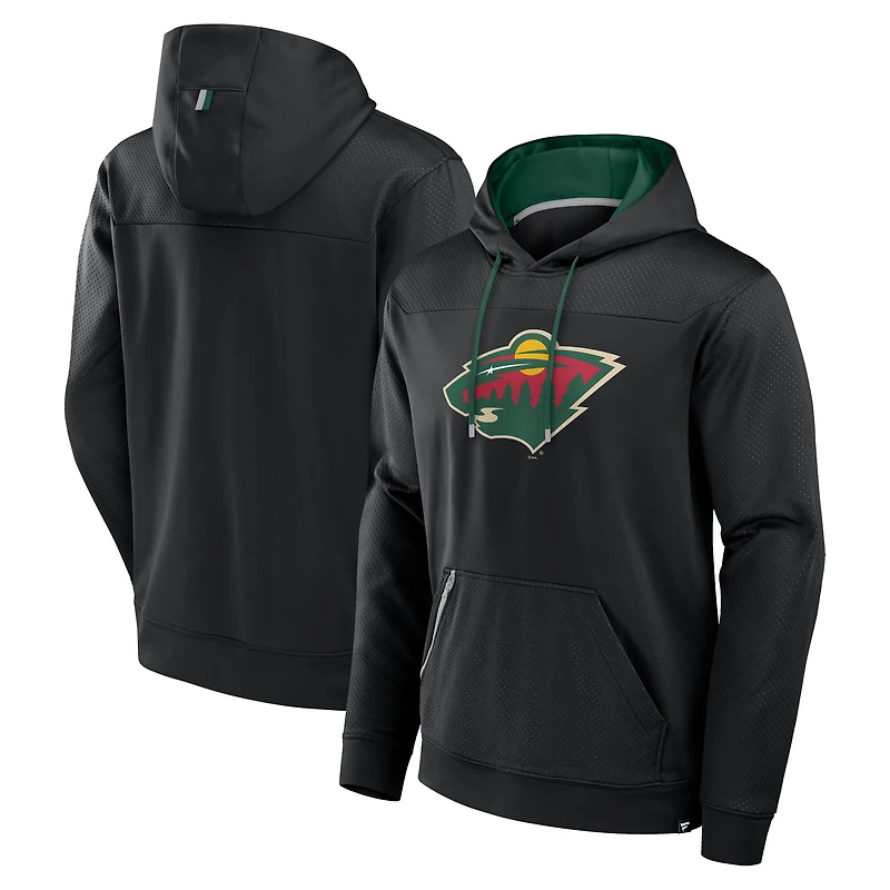Men's Fanatics  Black Minnesota Wild Defender Pullover Hoodie