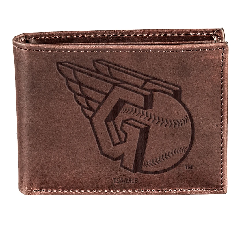 Brown Cleveland Guardians Bi-Fold Leather Wallet