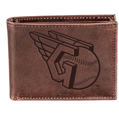 Brown Cleveland Guardians Bi-Fold Leather Wallet