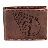 Brown Cleveland Guardians Bi-Fold Leather Wallet