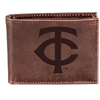 Brown Minnesota Twins Bi-Fold Leather Wallet