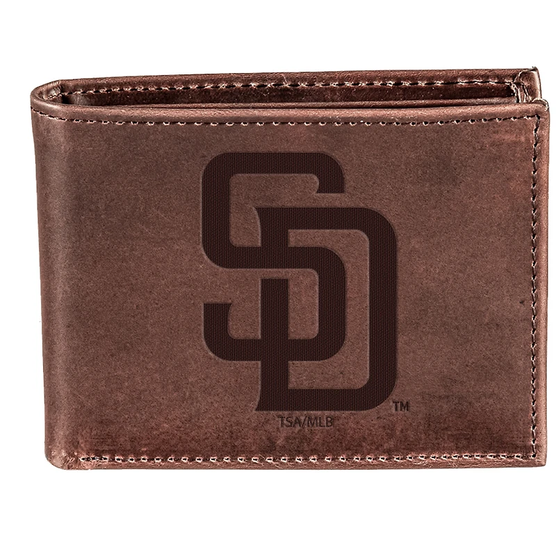 Brown San Diego Padres Bi-Fold Leather Wallet