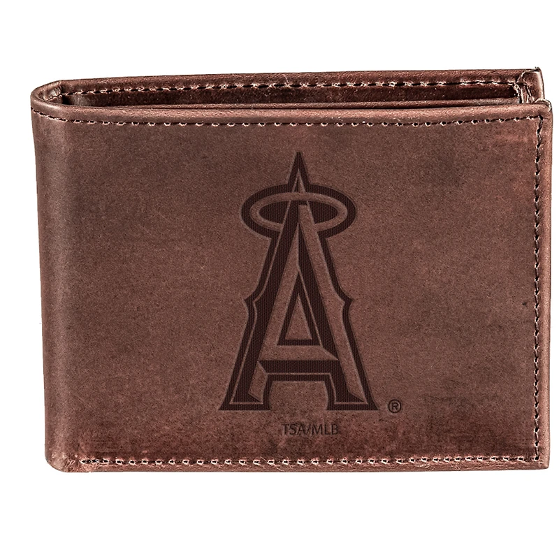 Brown Los Angeles Angels Bi-Fold Leather Wallet