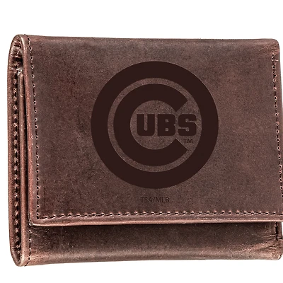 Brown Chicago Cubs Tri-Fold Leather Wallet