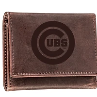 Brown Chicago Cubs Tri-Fold Leather Wallet