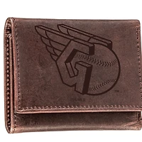 Brown Cleveland Guardians Tri-Fold Leather Wallet
