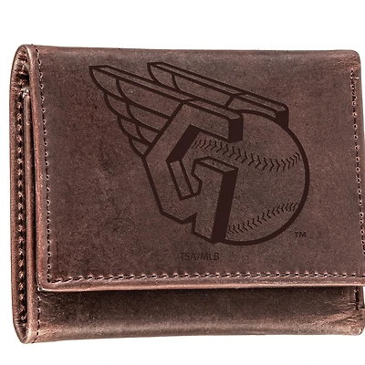 Brown Cleveland Guardians Tri-Fold Leather Wallet
