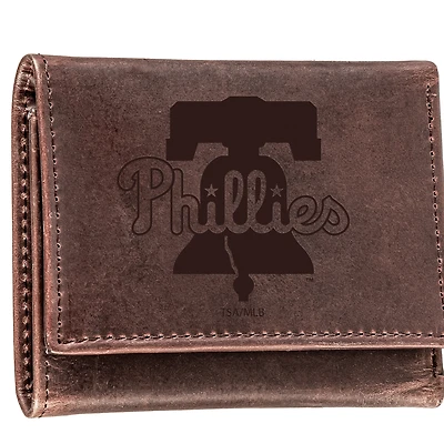 Brown Philadelphia Phillies Tri-Fold Leather Wallet