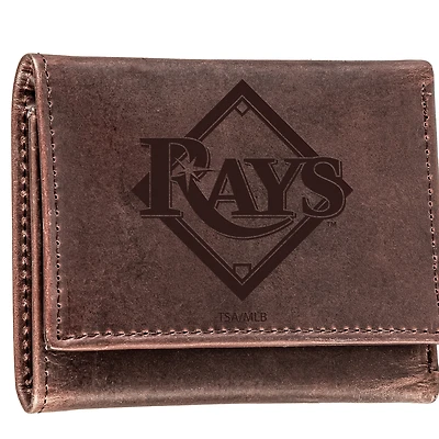 Brown Tampa Bay Rays Tri-Fold Leather Wallet