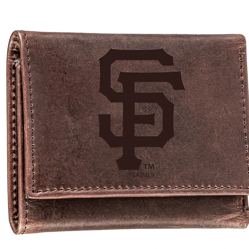 Brown San Francisco Giants Tri-Fold Leather Wallet