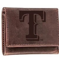 Brown Texas Rangers Tri-Fold Leather Wallet