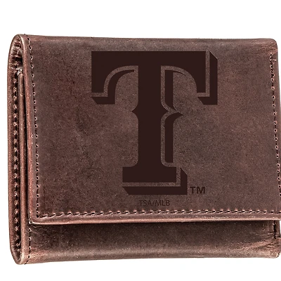 Brown Texas Rangers Tri-Fold Leather Wallet