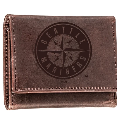 Brown Seattle Mariners Tri-Fold Leather Wallet