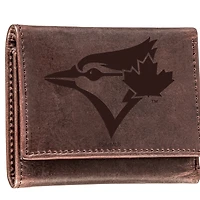 Brown Toronto Blue Jays Tri-Fold Leather Wallet