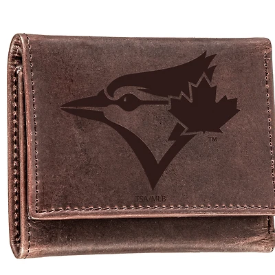 Brown Toronto Blue Jays Tri-Fold Leather Wallet