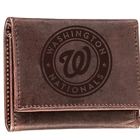 Brown Washington Nationals Tri-Fold Leather Wallet