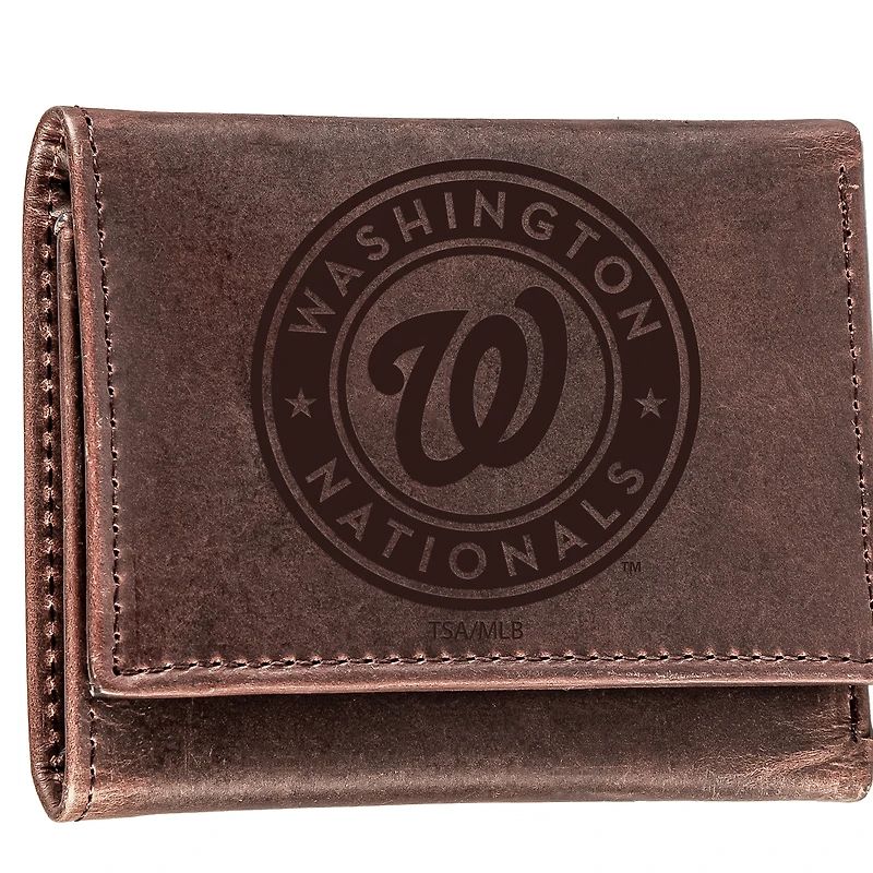 Brown Washington Nationals Tri-Fold Leather Wallet