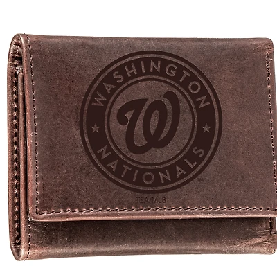 Brown Washington Nationals Tri-Fold Leather Wallet