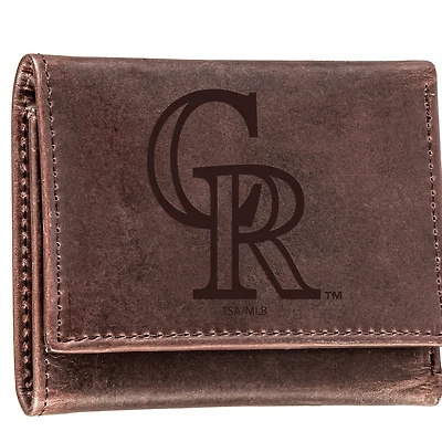 Brown Colorado Rockies Tri-Fold Leather Wallet