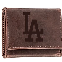 Brown Los Angeles Dodgers Tri-Fold Leather Wallet