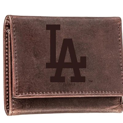 Brown Los Angeles Dodgers Tri-Fold Leather Wallet